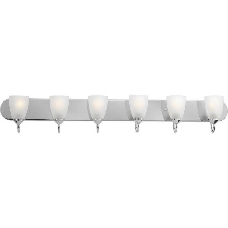 Progress Lighting Gather 6-Light Bath Bracket, Polished Chrome, Etched Glass Shades