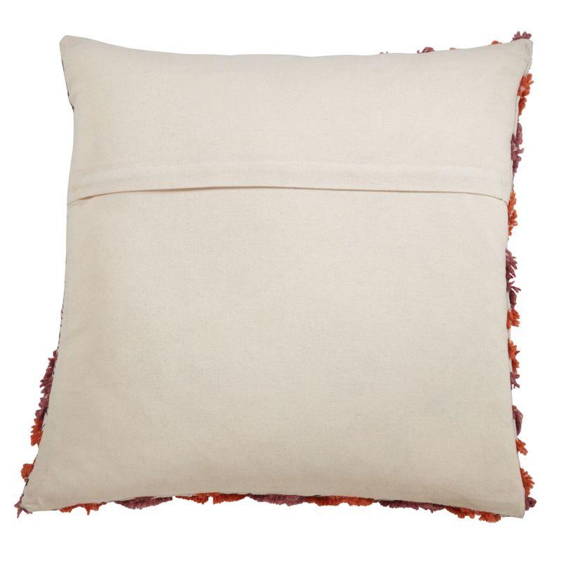 22'' Multicolor Embroidered Geometric Square Pillow