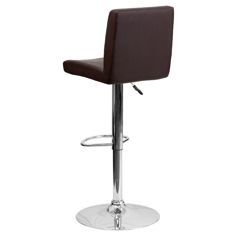 Luxurious Brown Vinyl Adjustable Swivel Barstool with Chrome Base