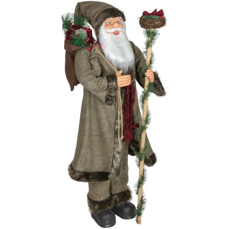 Northlight 48" Olive Green Santa Claus with Gift Bag Standing Christmas Figure