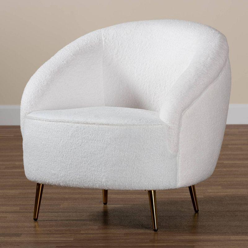 Urian Boucle Upholstered Accent Chair White/Gold - Baxton Studio