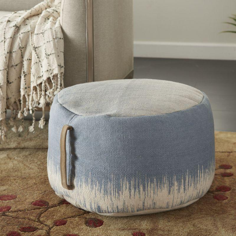 Mina Victory Life Styles Stonewash 20" x 20" x 12" Indoor Drum Pouf with Handle