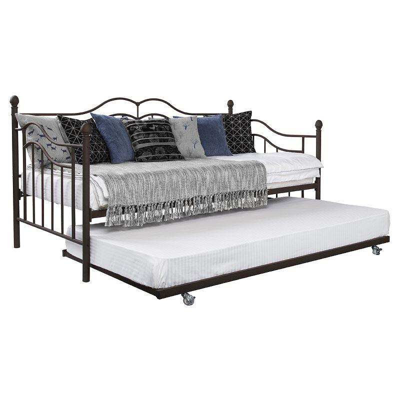 Bronze Twin Metal Daybed with Trundle and Headboard