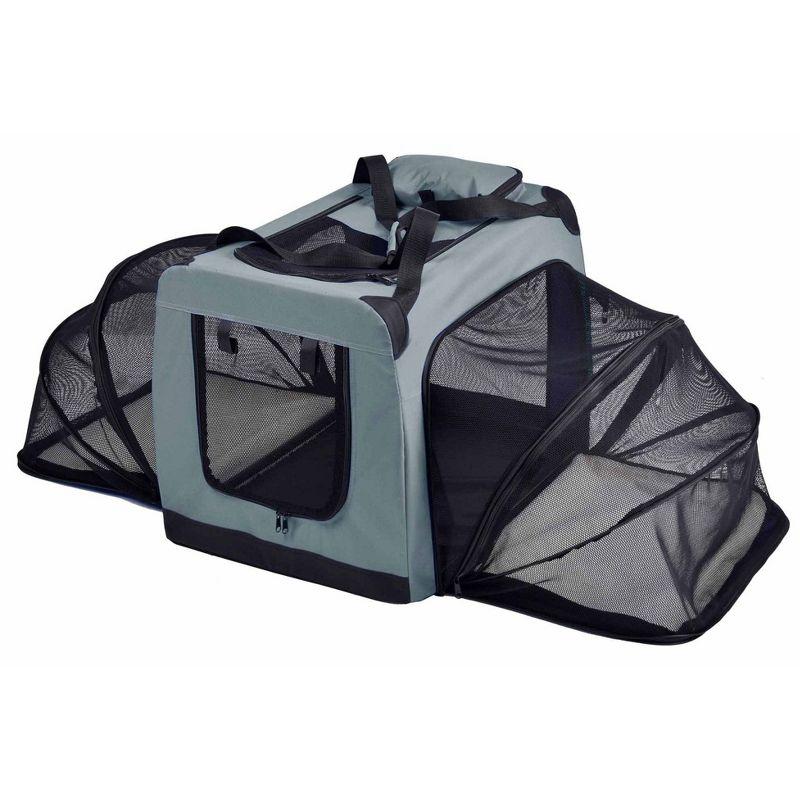 Pet Life 'Hounda Accordion' Metal Framed Soft-Folding Collapsible Dual-Sided Expandable Pet Dog Crate