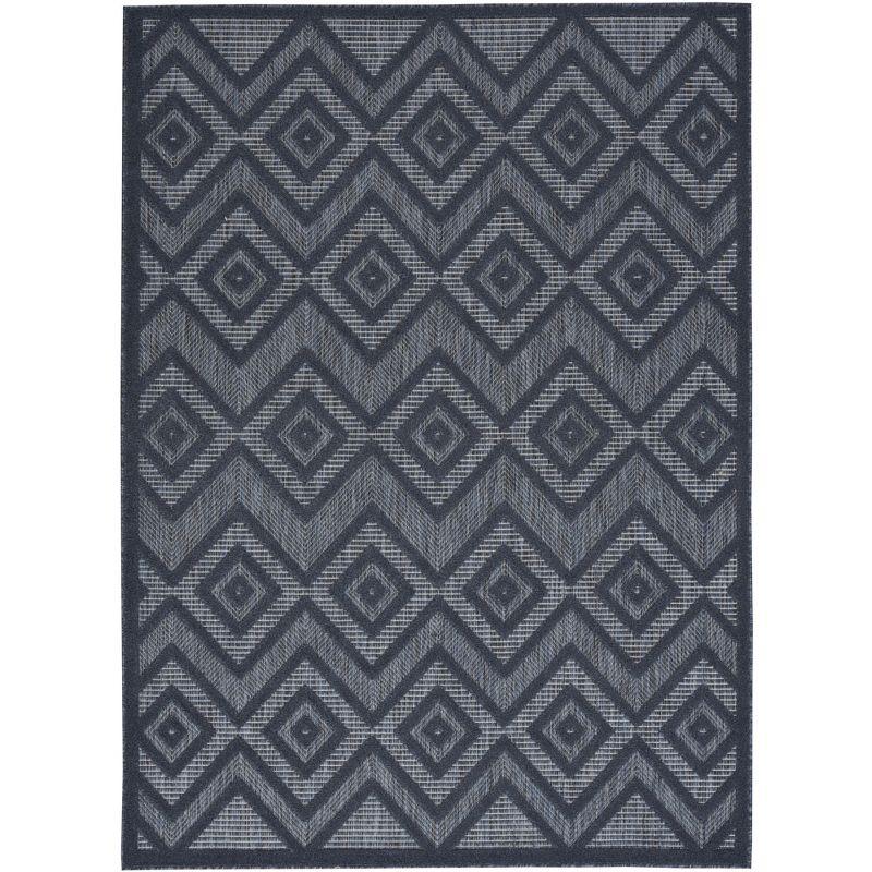 Foundry Select Versatile Diamond Navy Blue Indoor/Outdoor Area Rug