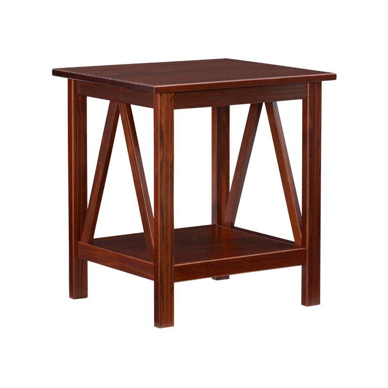 Ellotis Solid Pine Antique Tobacco Square End Table with Shelf