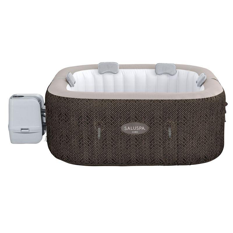 Bestway SaluSpa AirJet 4 to 6 Person Inflatable Hot Tub Square Portable Outdoor Spa with 140 Soothing AirJets and Cover, Brown