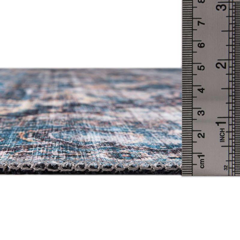 Mangata Blue Rectangular Washable Chenille Area Rug