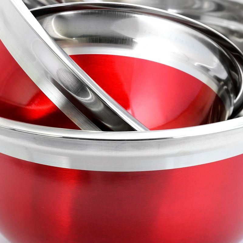 Rosamond Red Stainless Steel 3-Piece Mixing Bowl Set