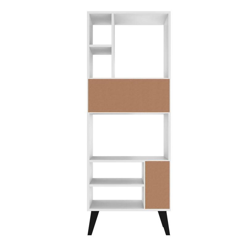 Manhattan Comfort 60.03" Tall Warren Bookshelf White/Black Feet - Manhattan Comfort: Mid-Century Modern 8-Shelf Storage, Matte Finish