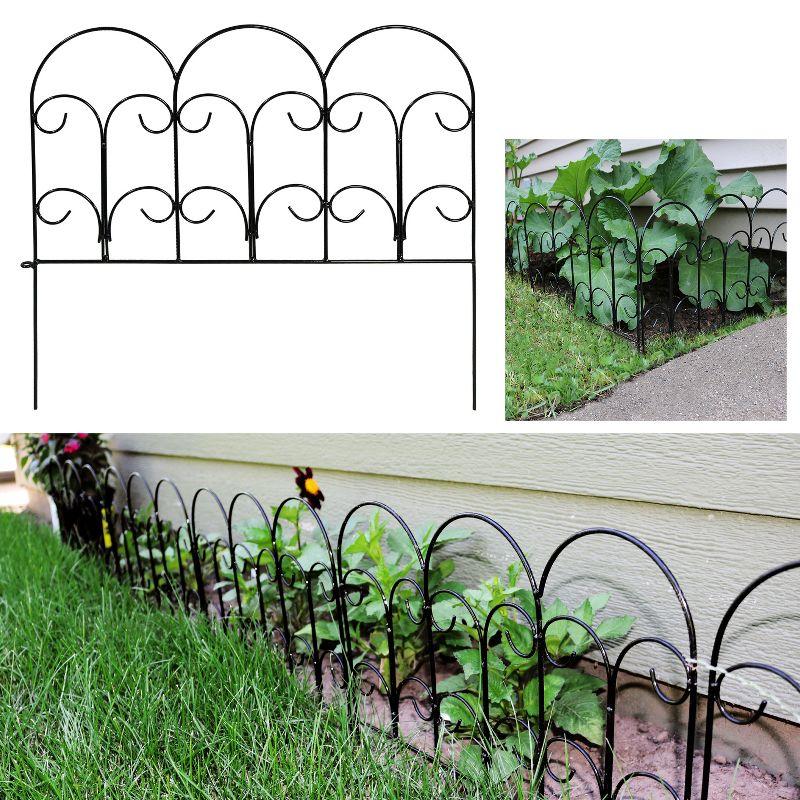 SunnyDaze Decor Victorian 16" x 18" Black Iron Decorative Garden Fence Panels (Set of 5)