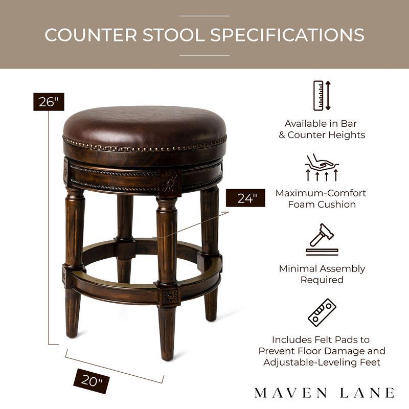 Pullman 25" Walnut Wood & Leather Swivel Counter Stool