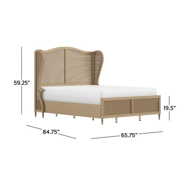 Sausalito Medium Taupe King Bed with Natural Cane Panels