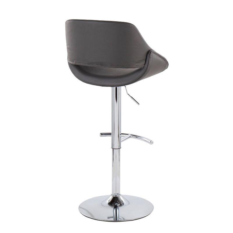 Set of 2 Fabrico PU Leather/Metal Barstool Chrome/Gray - LumiSource