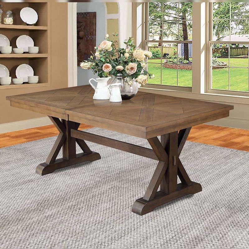 Pascaline 72-96" Extendable Rustic Brown and Oak Dining Table