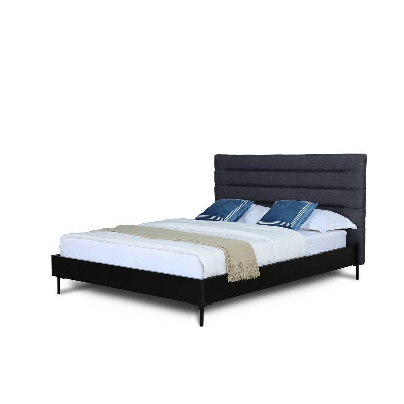 Casual Comfort Charcoal Grey Queen Upholstered Bed with Sleek Headboard