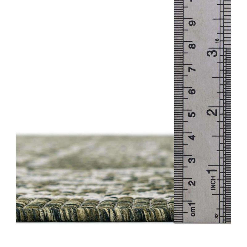 Green and Gray Synthetic 7' x 10' Outdoor Traditional Rectangular Rug