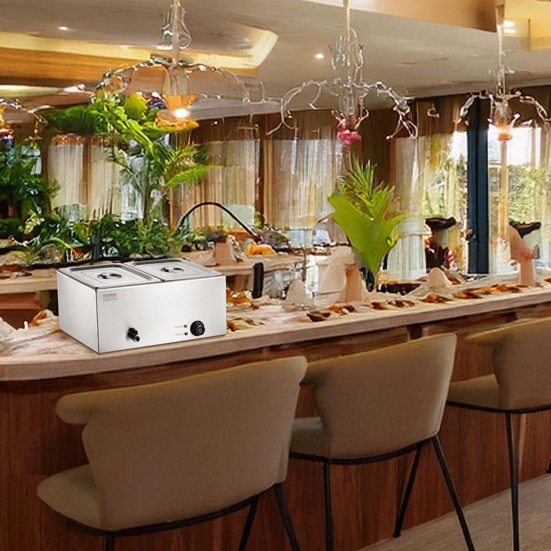 Latitude Run® Commercial Electric Food Warmer 2-Pan Countertop Buffet 18QT Bain Marie