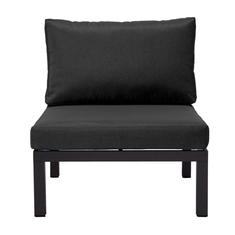 LeisureMod Hamilton Aluminum Patio Armchairs With Cushions Set of 4 in Black