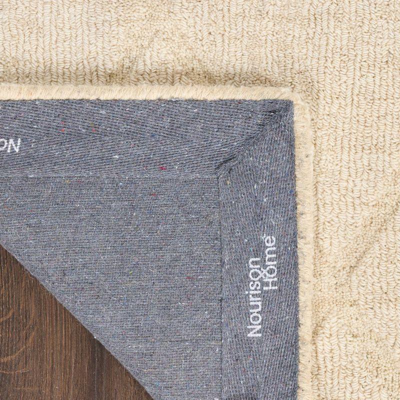 Nourison 5'3"x7'3" Wool Haven Modern Handwoven Area Rug Ivory: Geometric Diamond Pattern, Medium Pile, Indoor Use