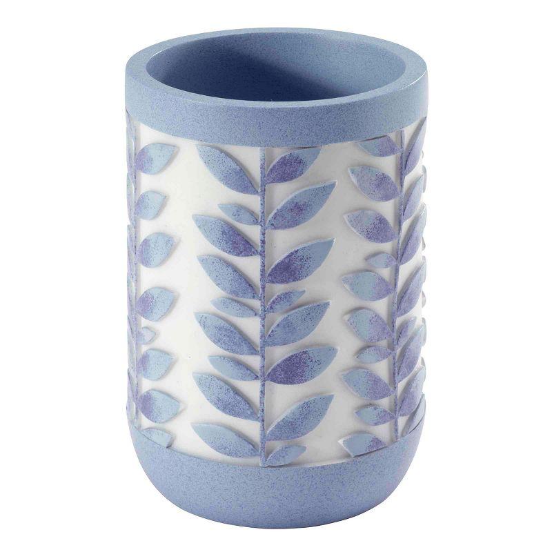 Periwinkle Blue and White Leaf Design Resin Tumbler