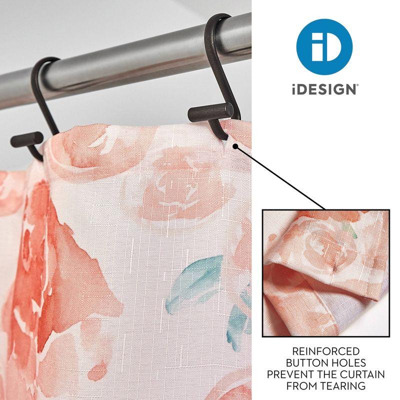 iDesign Watercolor Floral Polyester Shower Curtain - 12 Reinforced Buttonholes - 72" x 72" – Peach