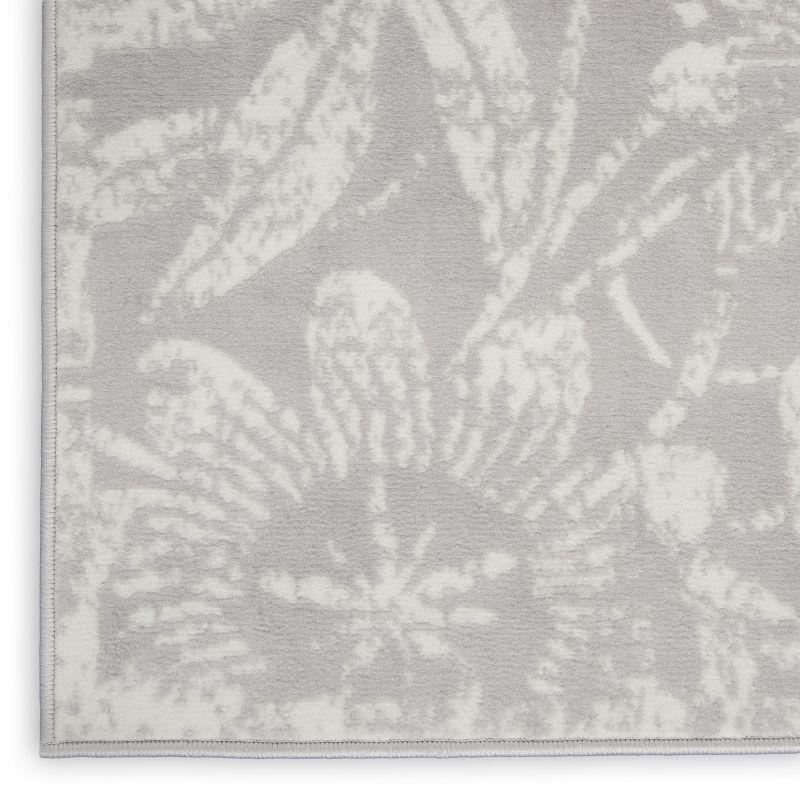 Charming Gray Floral Synthetic 8'4" x 11'6" Area Rug