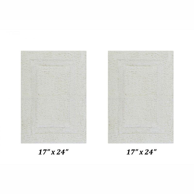 Ivory Soft Plush Cotton 2-Piece Reversible Bathroom Rug Set