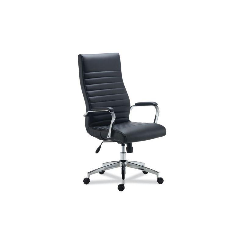 Luxurious High Back Black Leather Executive Swivel Chair with Chrome Base