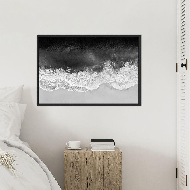 Amanti Art Waves in Black and White by Maggie Olsen Framed Canvas Wall Art