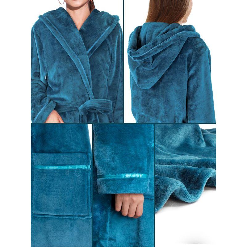 PAVILIA Fleece Robe For Women, Plush Warm Bathrobe, Fluffy Soft Spa Long Lightweight Fuzzy Cozy, Satin Trim