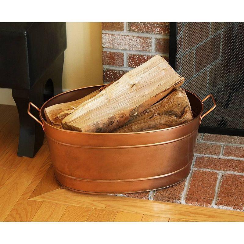 15" Oval Galvanized Tub with Side Handles Copper Plated - ACHLA Designs: Versatile Basin, Decorative Tray