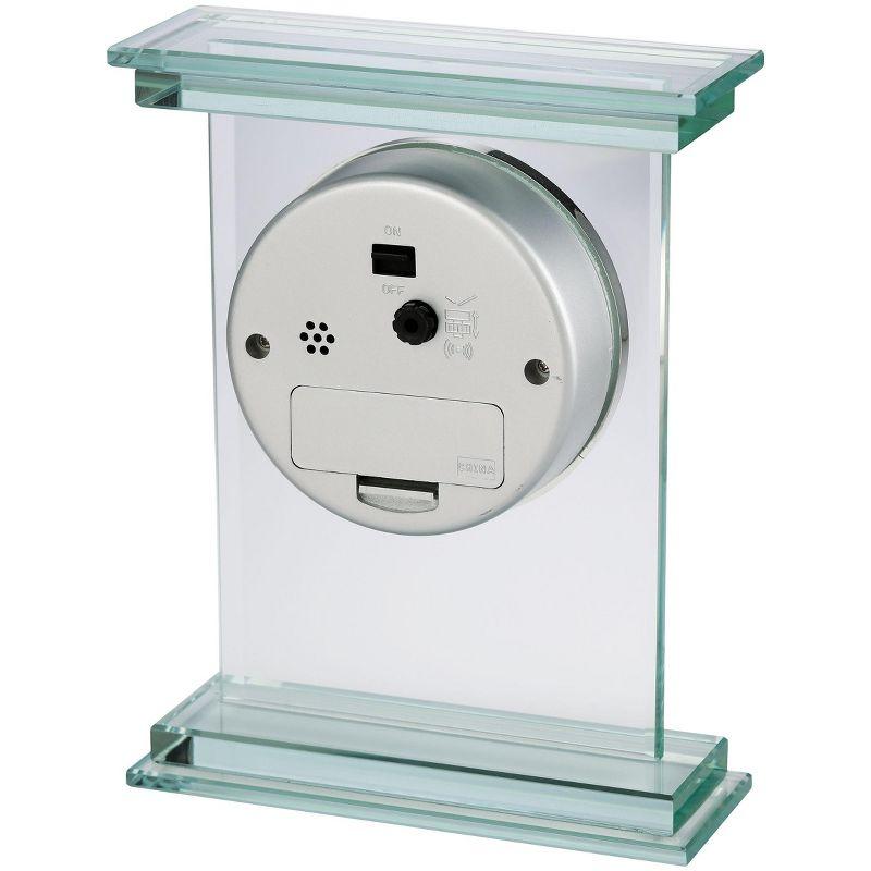 Howard Miller® Hightower Modern & Contemporary Roman Numeral Crystal Quartz Movement / Crystal Tabletop Clock with Alarm in Clear