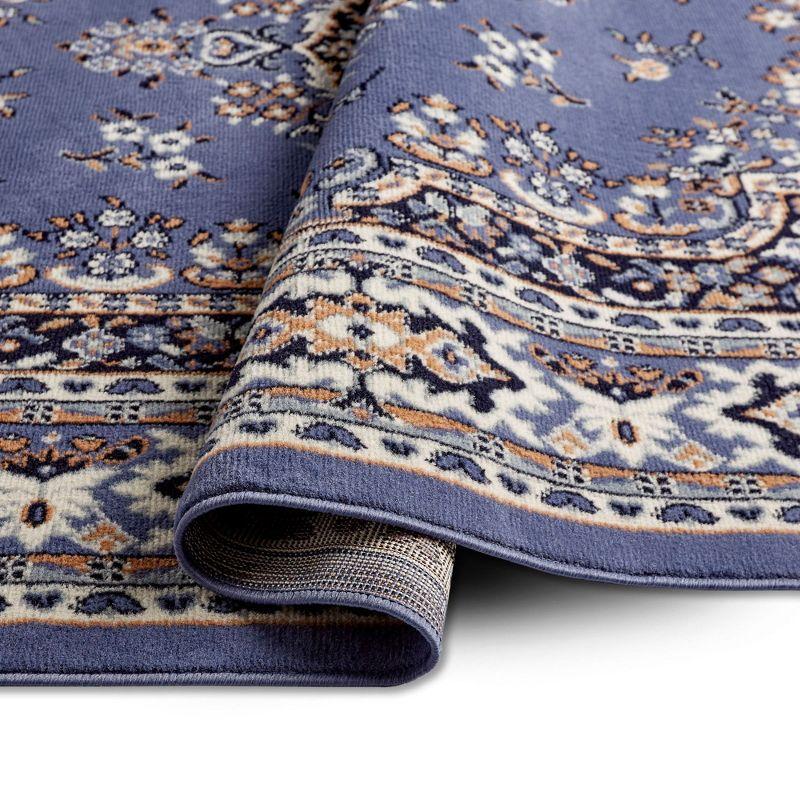 Home Dynamix Premium Sakarya Traditional Medallion Area Rug, Country Blue/Brown, 7'8"x10'7"