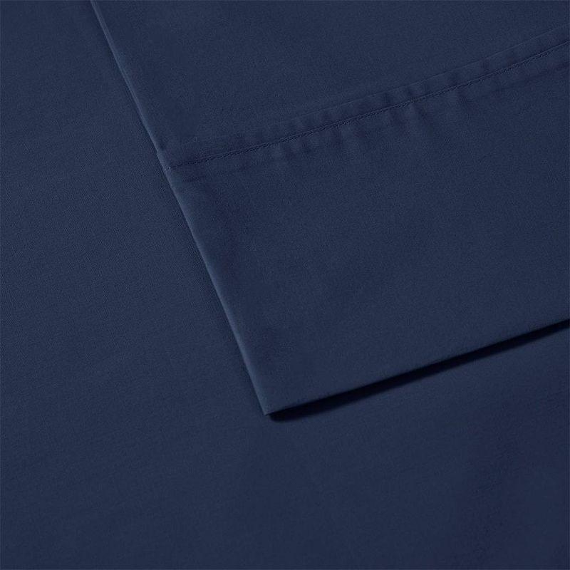 King 200 Thread Count Cotton Peached Percale Sheet Set Navy