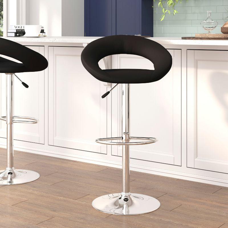 Contemporary Swivel Upholstered Adjustable Height Counter Stool with Metal Frame