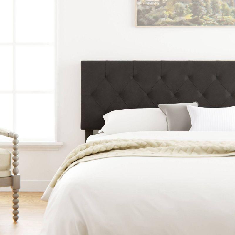 Elegant Velvet Tufted Queen Headboard in Black