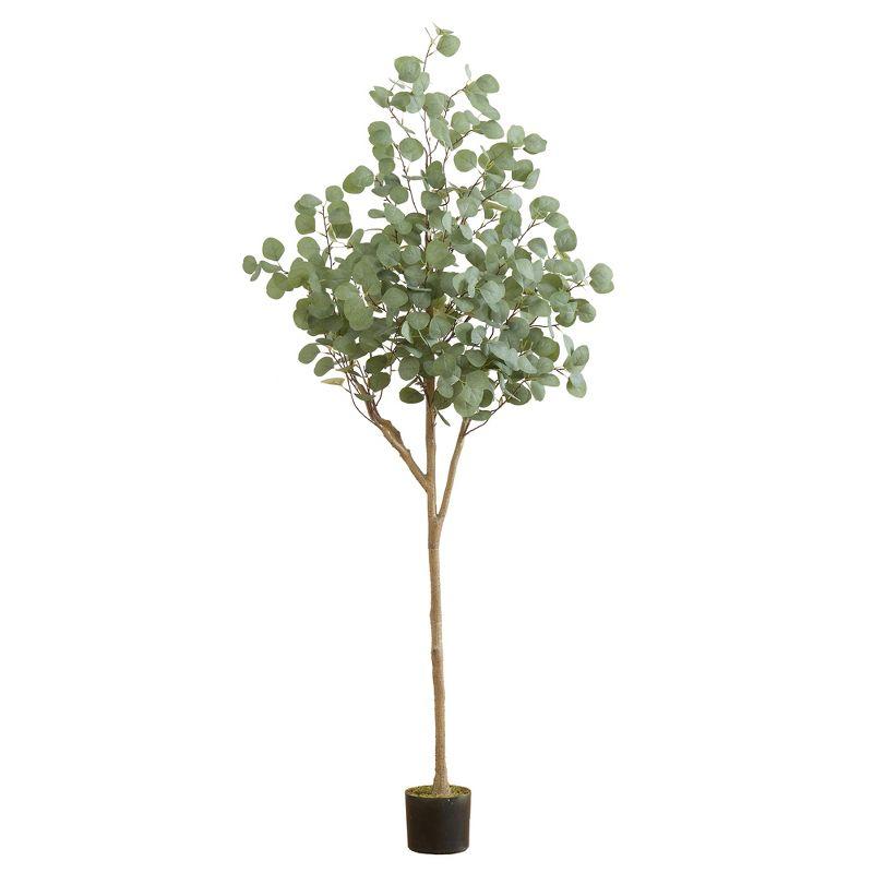 6-Foot Artificial Eucalyptus Tree in Black Plastic Pot