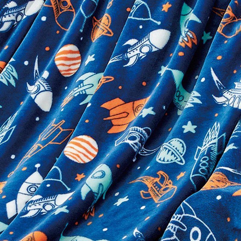 Plazatex Space Adventure Micro plush Decorative All Season Blue Color 50" X 60" Throw Blanket