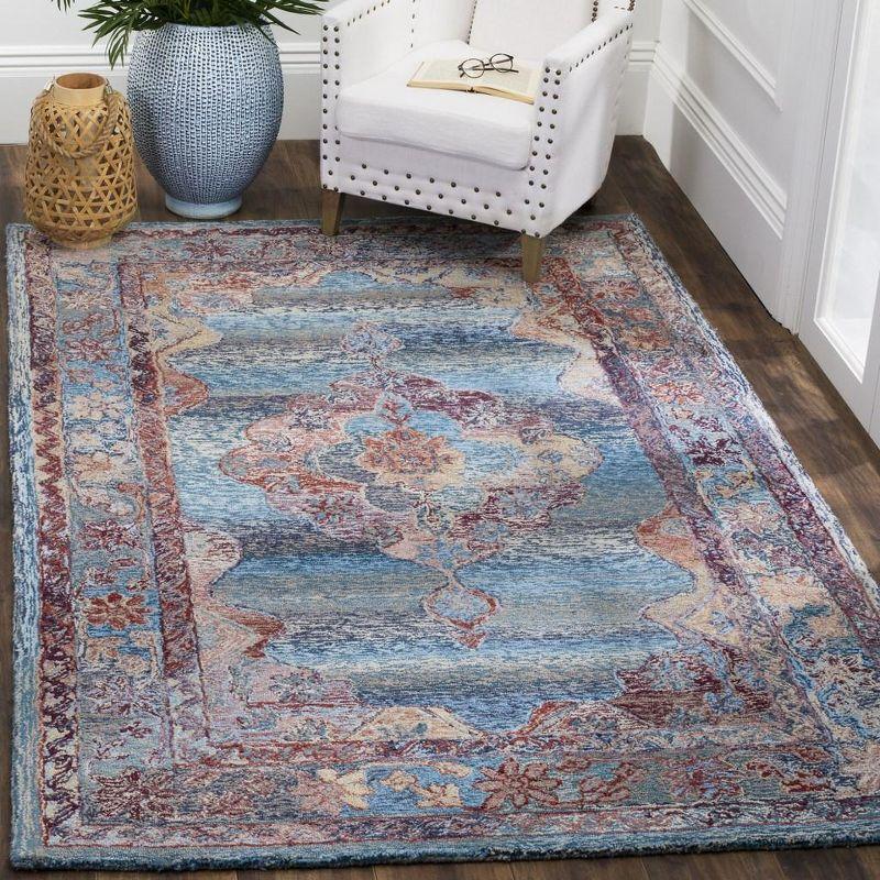 Vintage Blue Hand-Tufted Wool and Viscose Area Rug