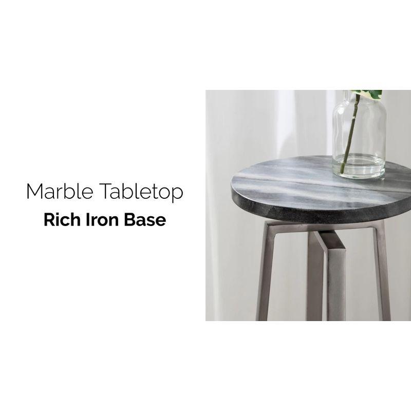 White Marble and Gold Metal Round Drink Table