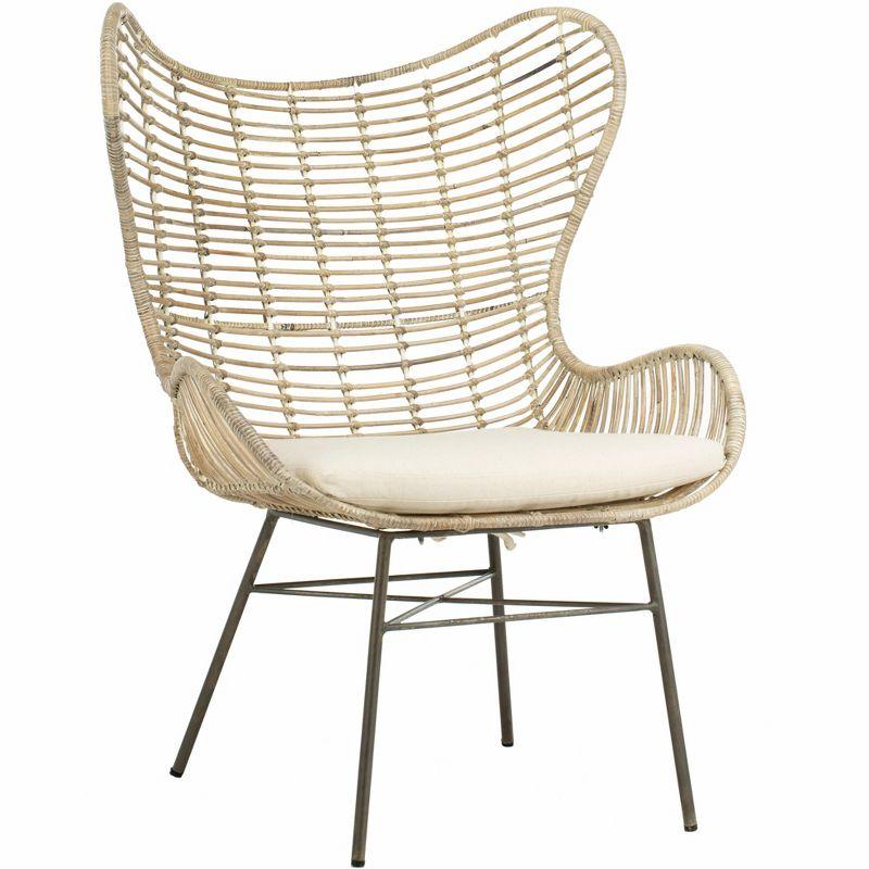 Malia Rattan Wingback Armchair - White Wash - Safavieh