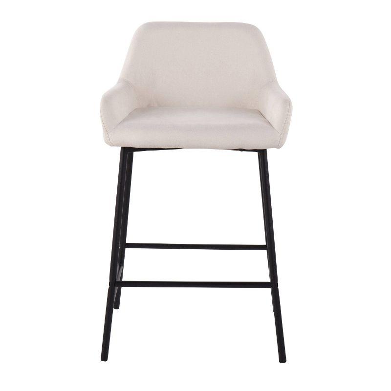 Set of 2 Daniella Metal/Polyester Counter Height Barstools Black/Cream - LumiSource: Upholstered, Spot Clean, Foam Filled, Fixed Height