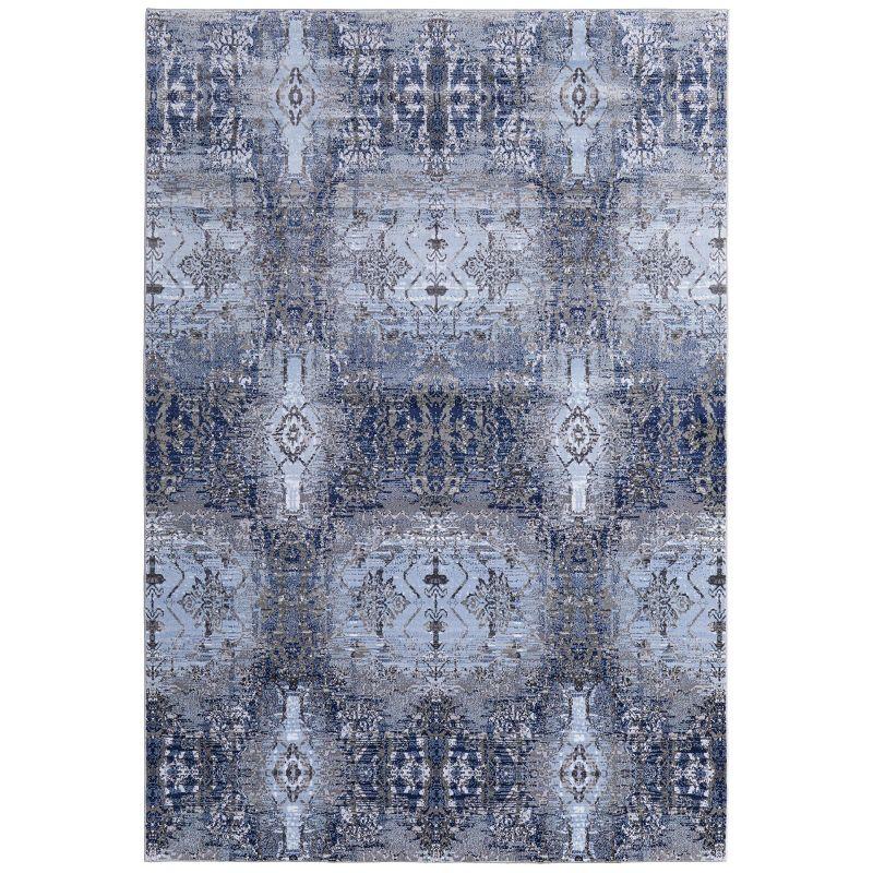 Gaspar Modern Damask Blue/Gray/Taupe Area Rug