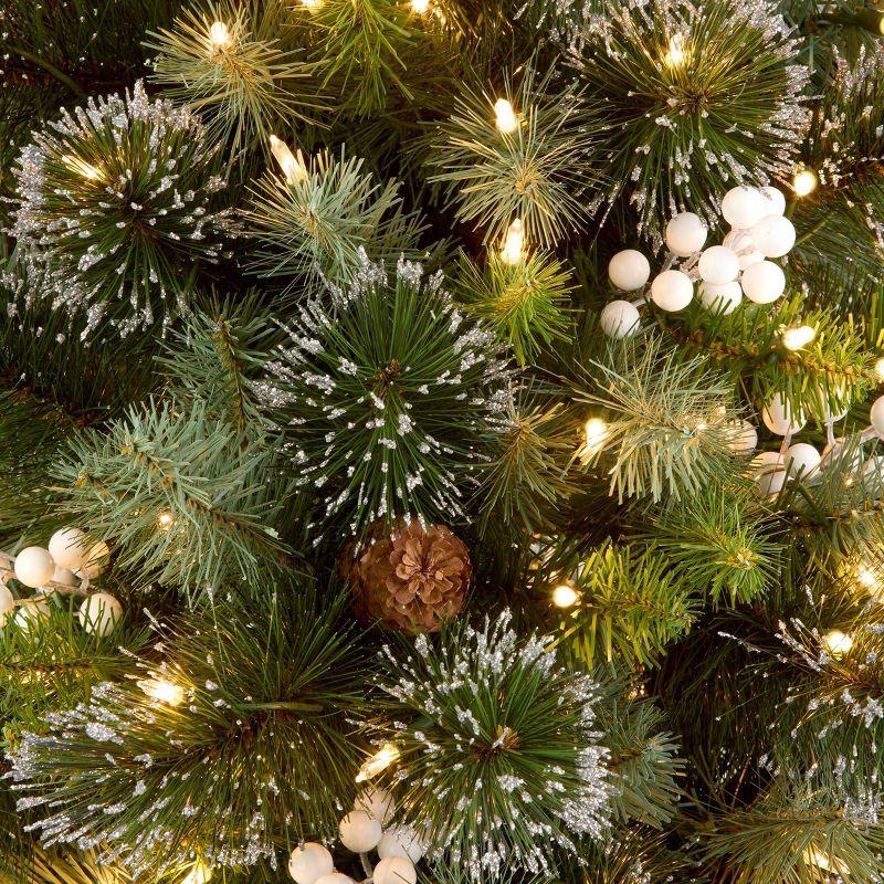 4' Pre-lit Glittery Crestwood Spruce Potted Christmas Tree with White Lights