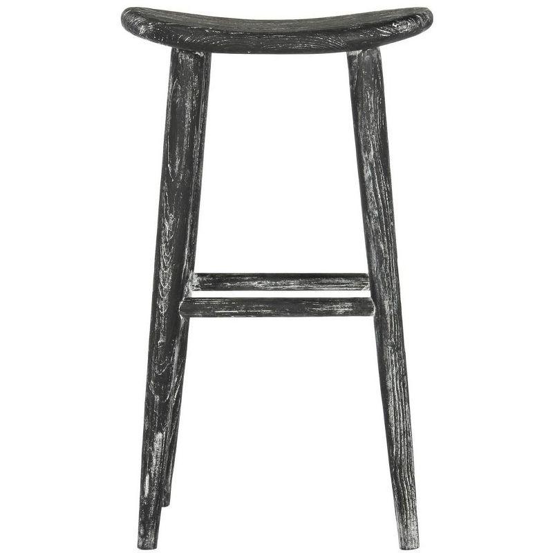 Colton Wood Bar Stool - Black/White Wash/Sungkai Wood - Safavieh