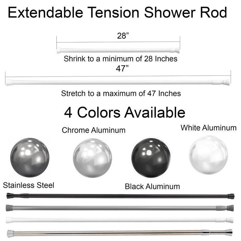 Evideco French Home Goods Extendable Tension Shower Curtain Rod, Available in 4 Colors and 2 Sizes