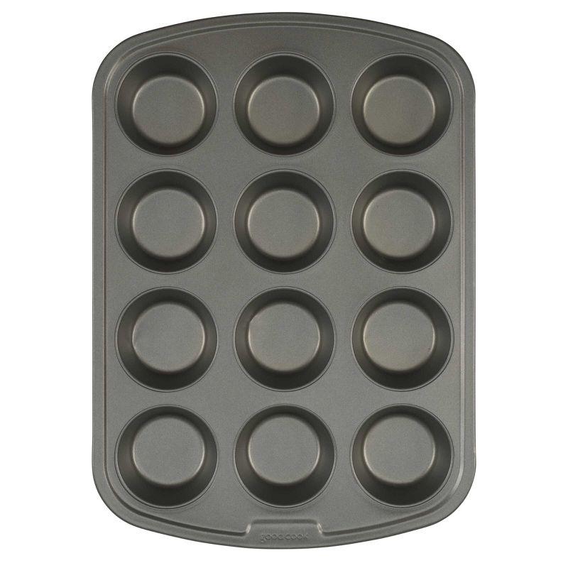 Nonstick 12-Cup Gray Steel Muffin Pan