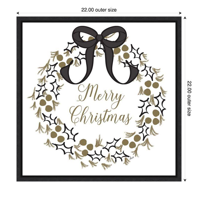 Amanti Art Merry Christmas Wreath by Andi Metz Canvas Wall Art Print Framed 22-in. W x 22-in. H.