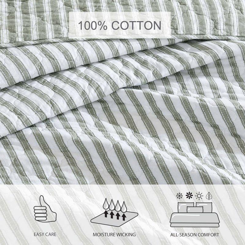 Stone Cottage Willow Way Ticking Striped Quilt Set Green